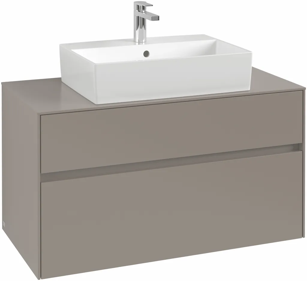 Villeroy & Boch Waschtischunterschrank „Collaro“ 1000 × 548 × 500 mm Soft Green, mit Beleuchtung, für Becken mittig