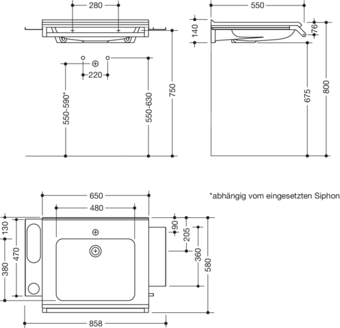 HEWI Waschtischset PG87, alpinweiß, Breite 650 mm, Tiefe 550 mm HEWI Waschtischset PG87, alpinweiß, Breite 650 mm, Tiefe 550 mm