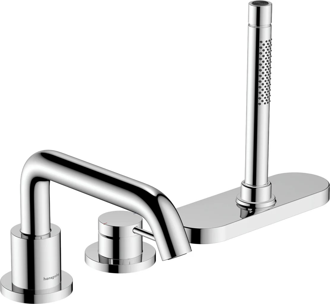 Einhand-Wannenarmatur 3-Loch „TecturisS“ Ausladung 194 mm in Brushed Black Chrome