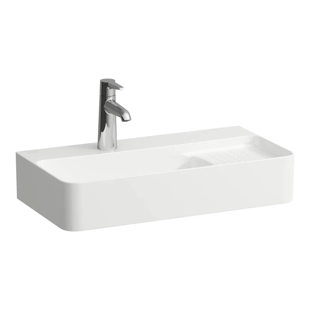 Aufsatzwaschtisch kompakt VAL 310x600x155 1 Hahnloch mit Überlauf seitlich rechts Ablage rechts weiß Aufsatzwaschtisch kompakt VAL 310x600x155 1 Hahnloch mit Überlauf seitlich rechts Ablage rechts weiß