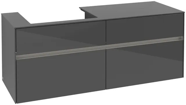Villeroy & Boch Waschtischunterschrank „Collaro“ 1400 × 548 × 500 mm Glossy Grey, mit Beleuchtung, für Becken links