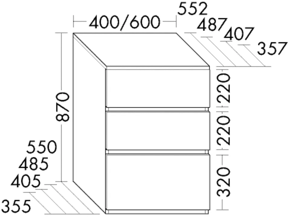 burgbad Hochschrank „Lin20“ 440 × 870 × 950 mm in Weiß Matt mit Laserkante