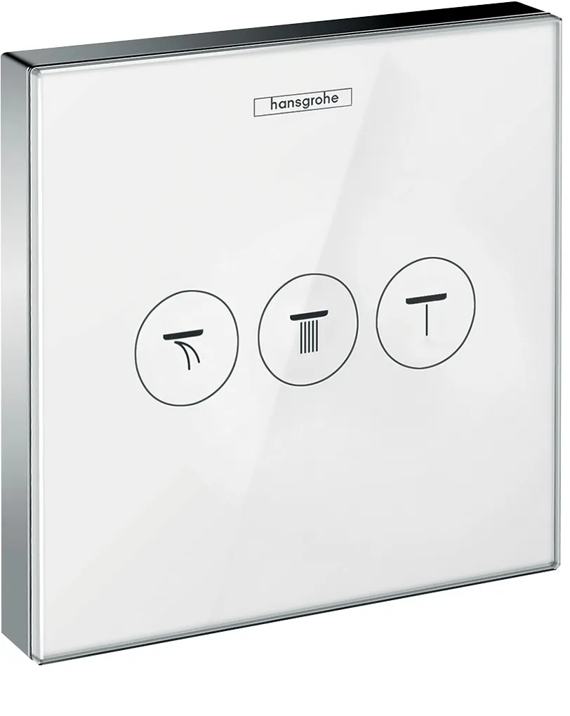 Ventil Unterputz ShowerSelect Glas 3 Verbraucher weiss/chrom
