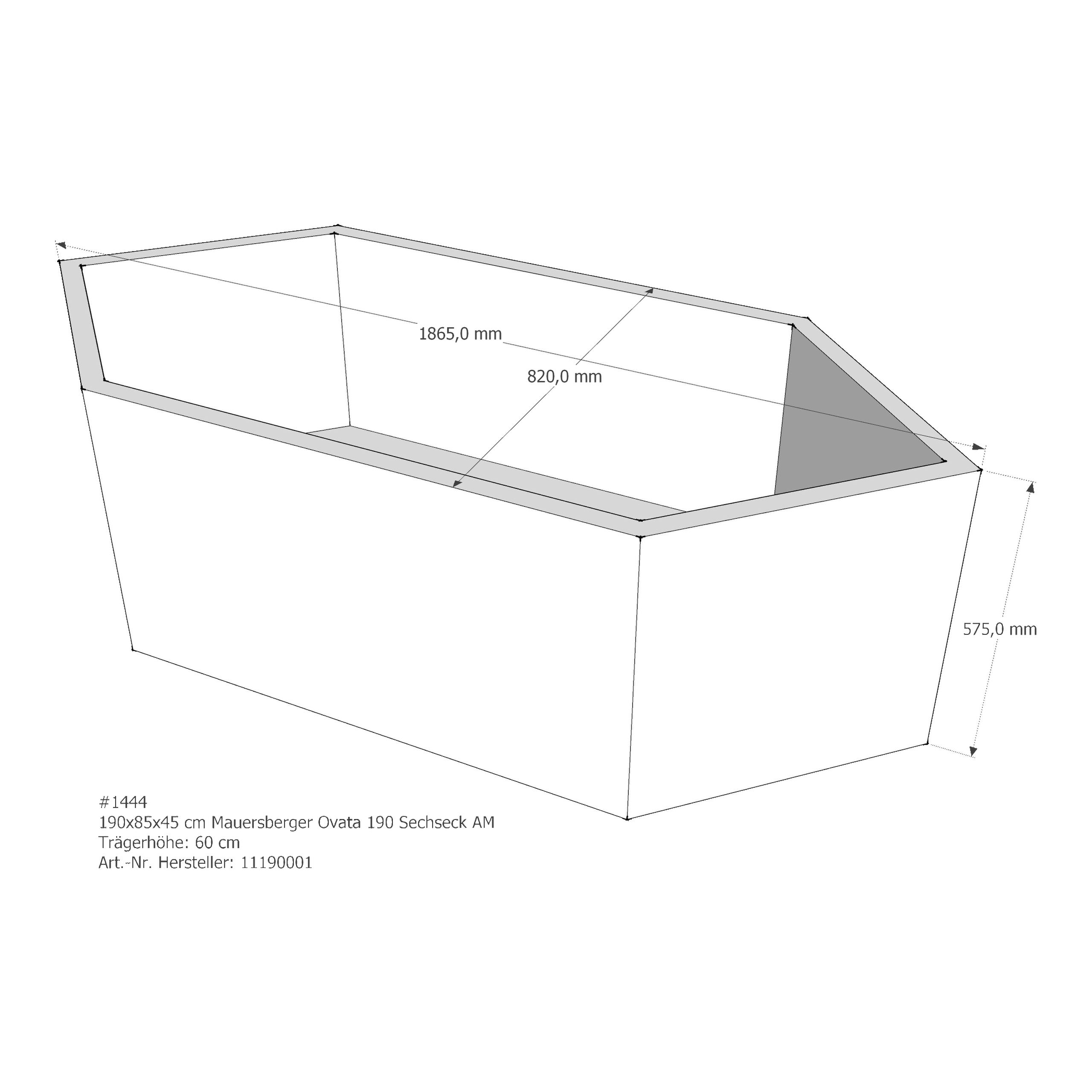 Badewannenträger für Mauersberger Ovata 190 190 × 85 × 45 cm Badewannenträger für Mauersberger Ovata 190 190 × 85 × 45 cm