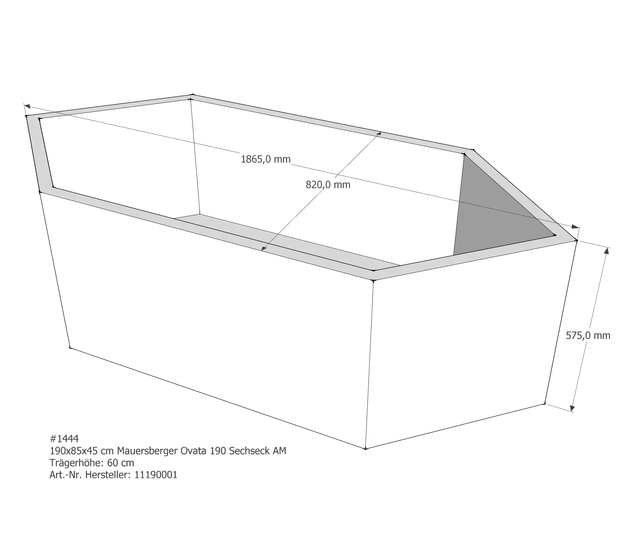 Badewannenträger für Mauersberger Ovata 190 190 × 85 × 45 cm Badewannenträger für Mauersberger Ovata 190 190 × 85 × 45 cm