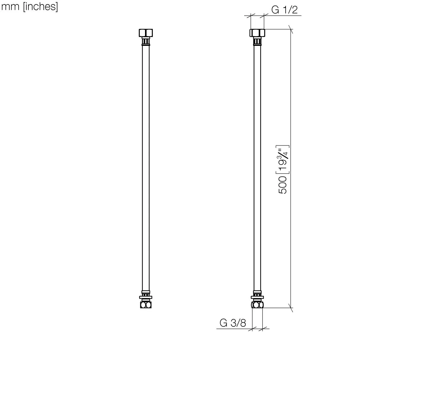 Dornbracht Druckschläuche - 2x ⅜" x ½" x 500 mm