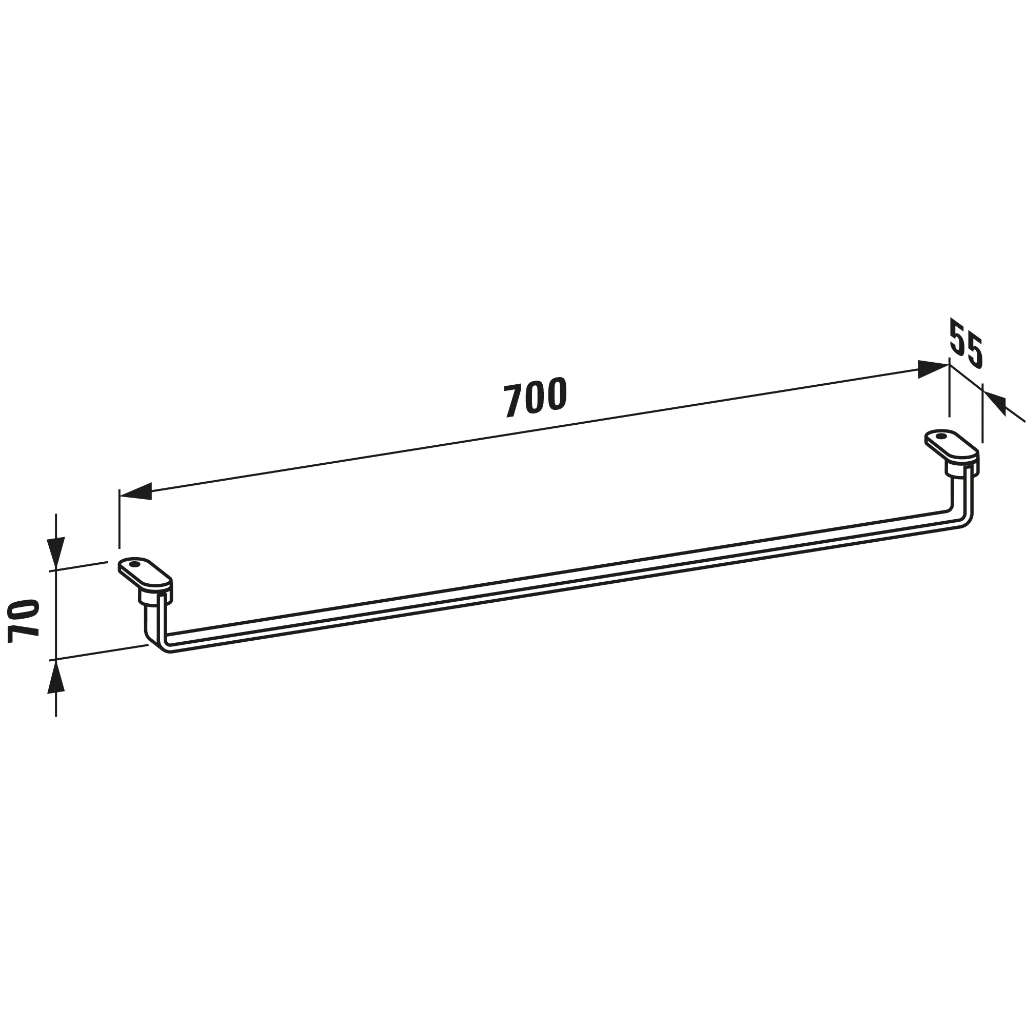 LANI Handtuchhalter Reling 700 mm, maximale Belastung: 20 kg, chrom, passend zu Waschtischen LUA H817085 H817086