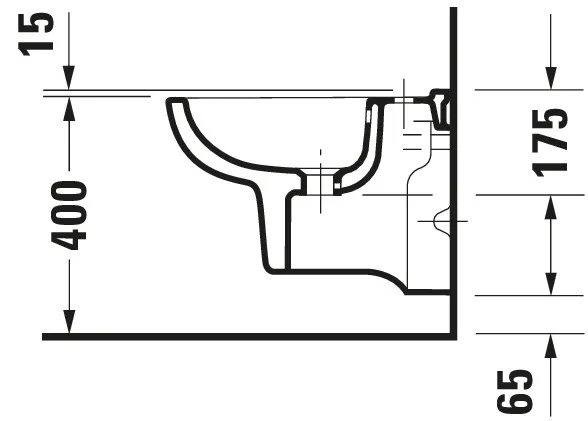 Duravit Wand-Bidet Compact „D-Code“, Befestigung sichtbar, mit Hahnlochbank 48 × 35 × 48 × 35 cm