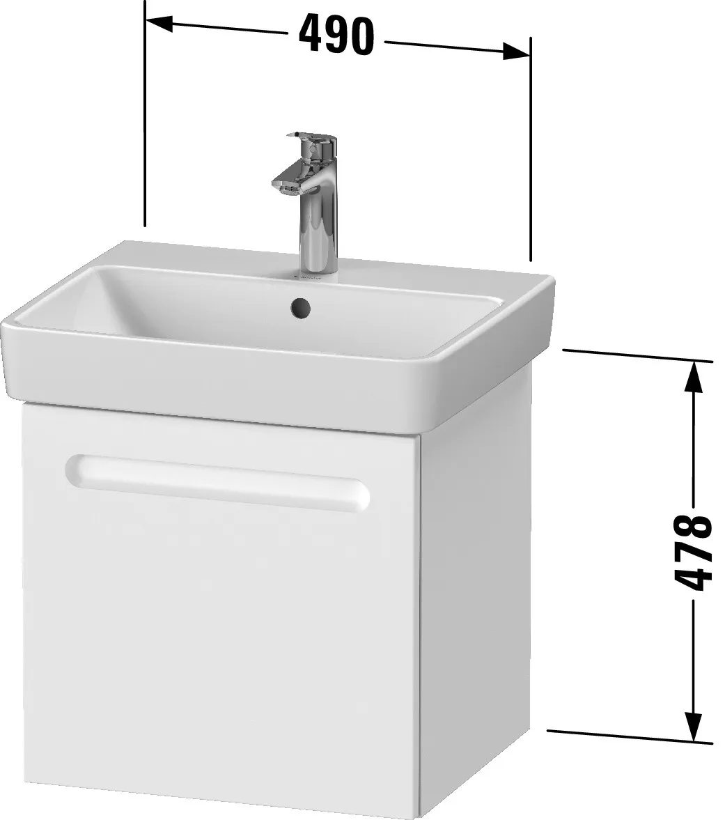 Duravit Waschtischunterschrank wandhängend „No.1“ 49 × 47,8 × 42,6 cm in Beton Matt