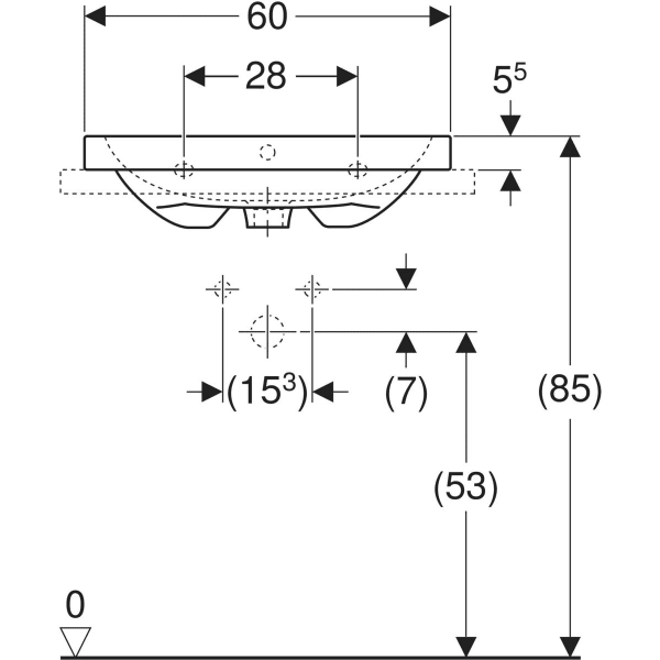 Aufsatzwaschtisch „iCon Light“, rechteckig, Hahnlochposition mittig 60 × 48 cm in weiß matt Aufsatzwaschtisch „iCon Light“, rechteckig, Hahnlochposition mittig 60 × 48 cm in weiß matt