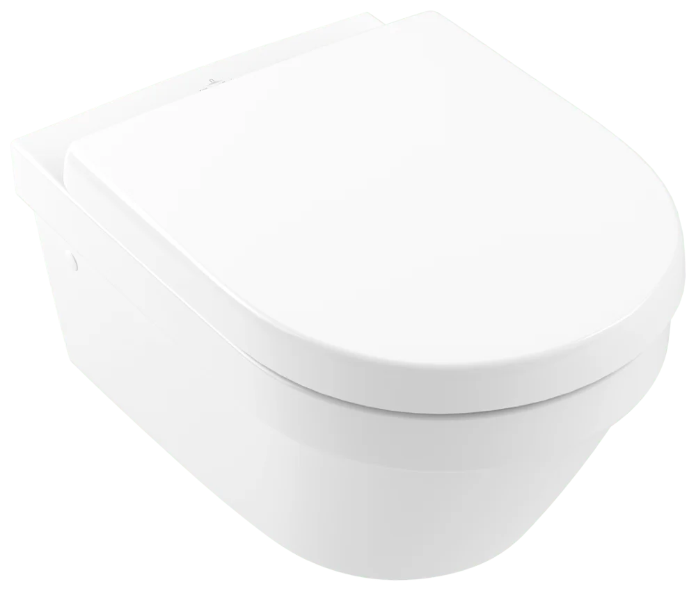 Villeroy & Boch Architectura WC-Set 4694HR, oval, weiß Alpin CeramicPlus, 370x530 mm, wandhängend mit DirectFlush, SoftClosing und QuickRelease-Sitz