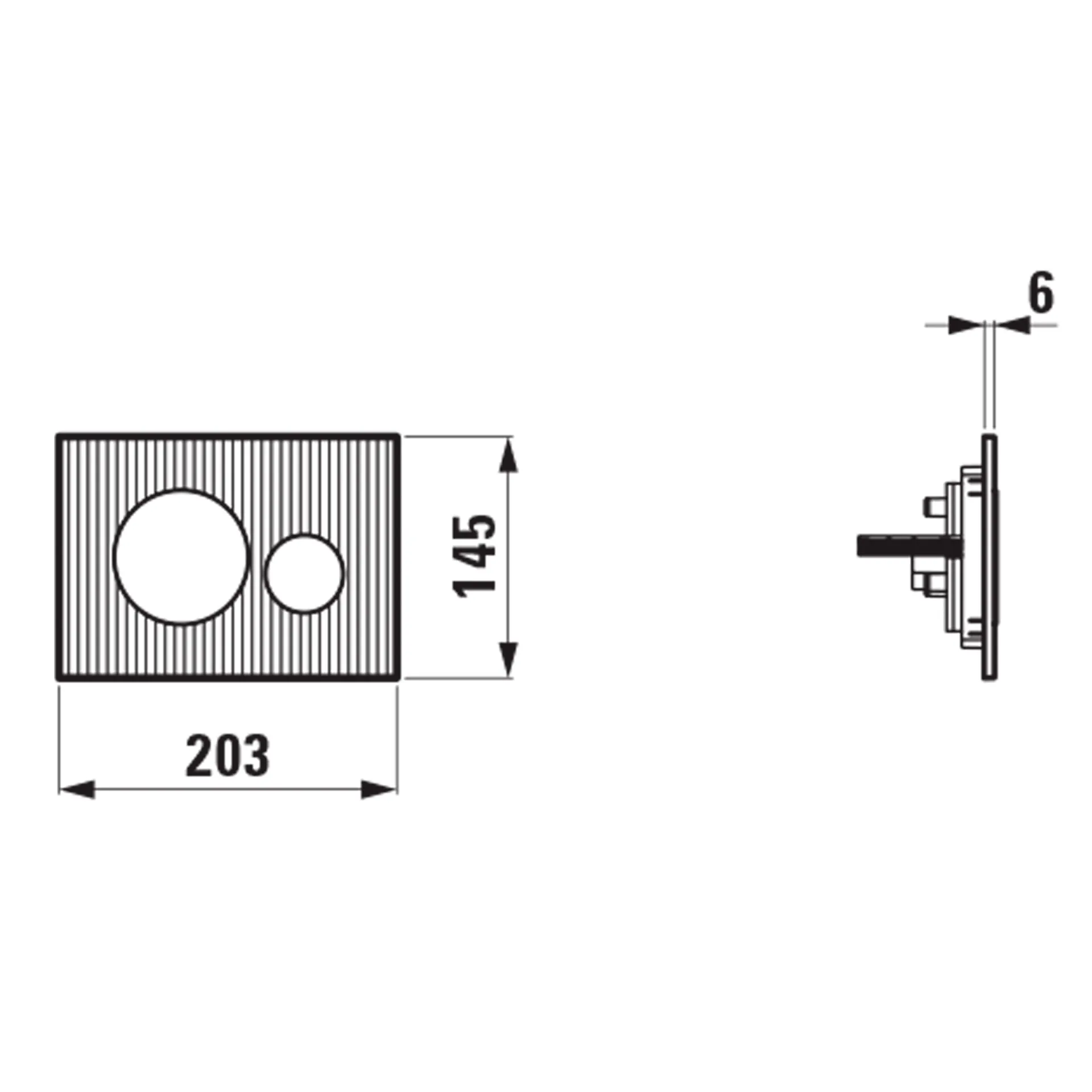 Betätigungsplatte MOONDANCE INEO 203x145x6, aus Kunsstoff, für Frontbetätigung oder Betätigung von oben, für Unterputz-Spülkasten mit Dual-Flush 2-Mengen-Spülsystem, für flächenbündigen Einbau, weiß