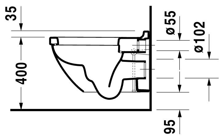 Wand-WC Starck 3 540 mm Tiefspüler, Durafix, weiß, HYG