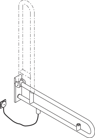 HEWI Stützklappgriff, Edelstahl, matt geschliffen, Ausladung 900 mm
