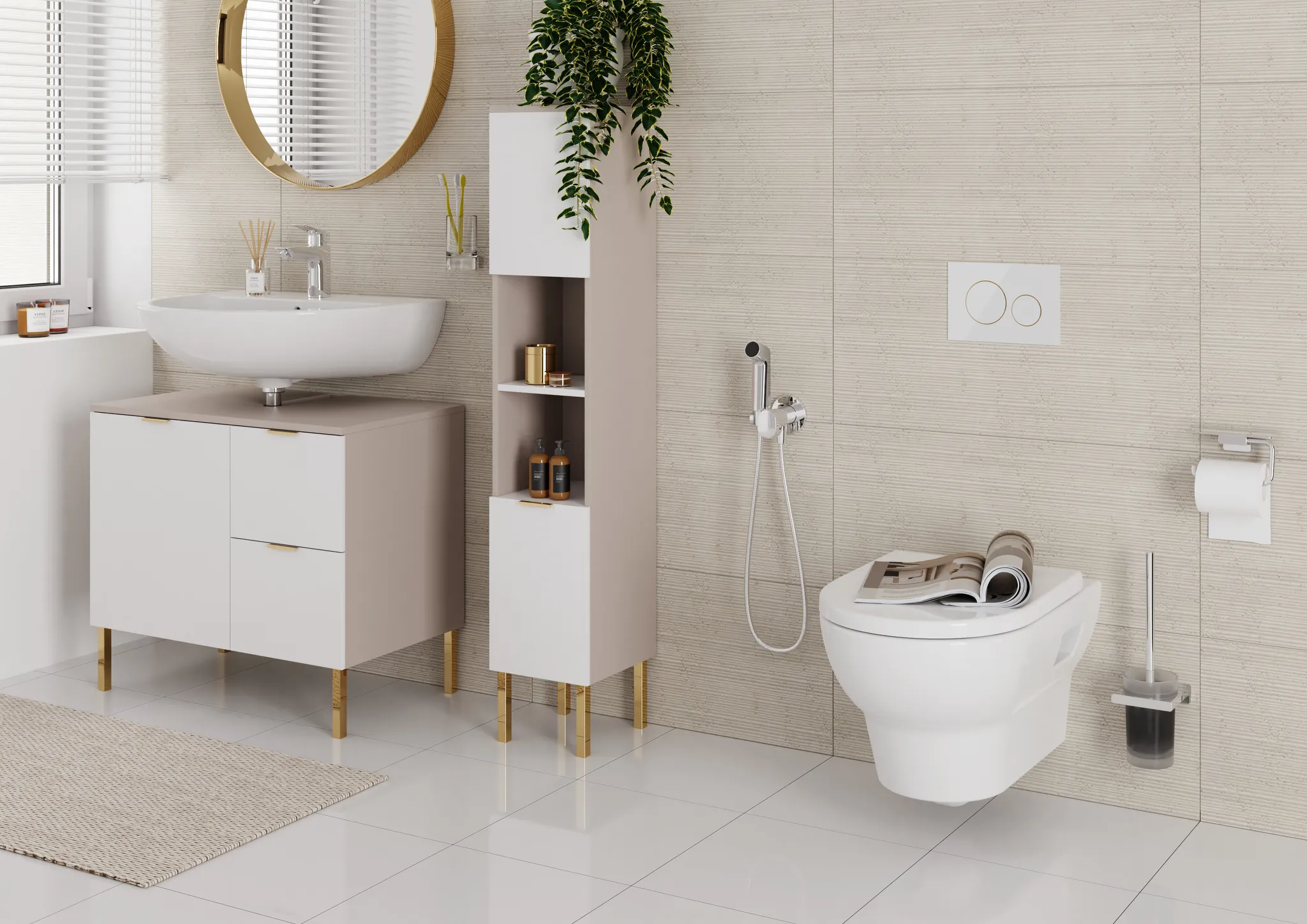 Bidette Handbrause 1jet S EcoSmart+ für Kaltwasser mit Brausehalter und Brauseschlauch 125 cm Chrom