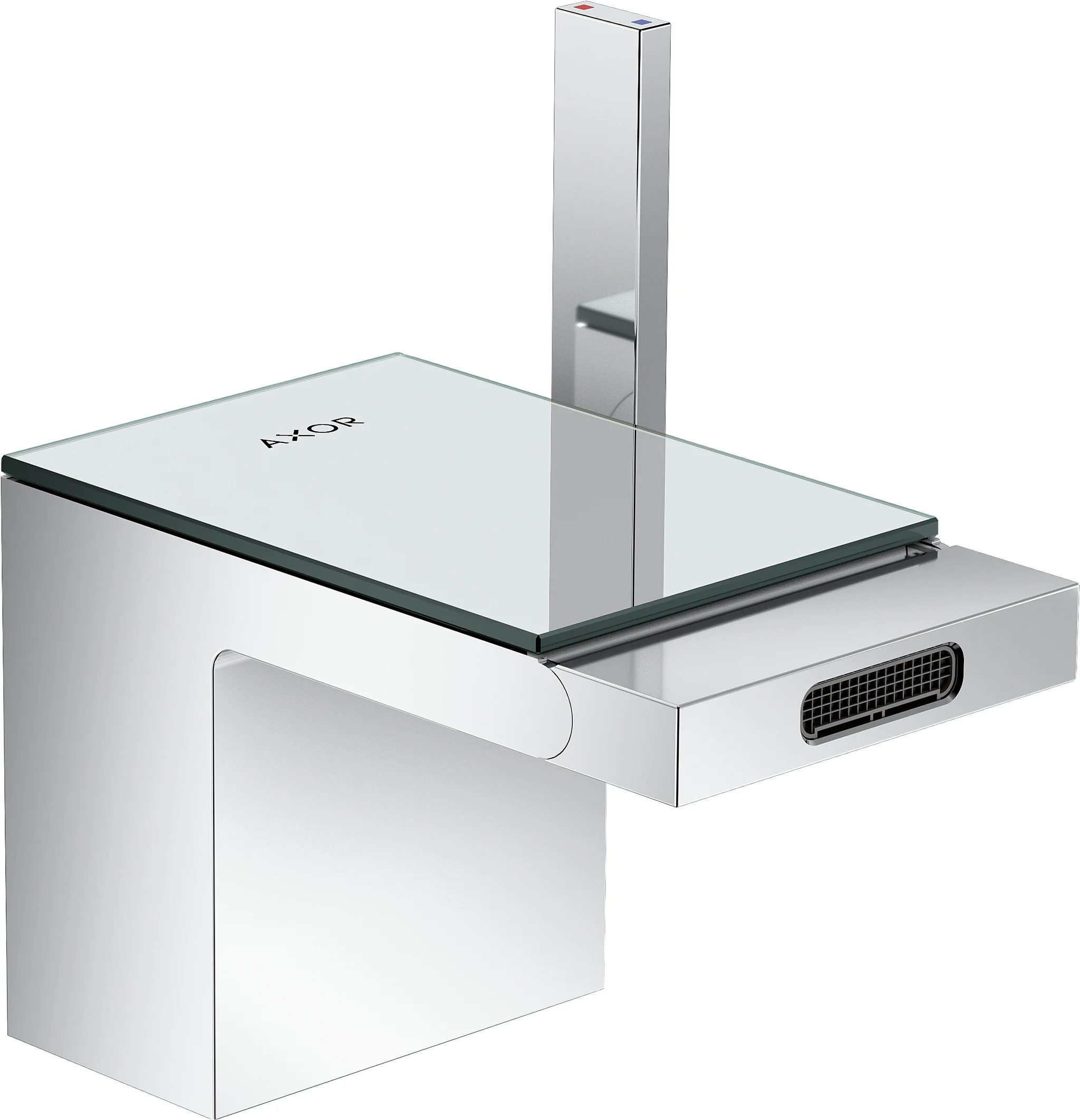 Hansgrohe AXOR MyEdition Bidetmischer chrom, Einhebel-Betätigung, Ausladung 121 mm, Auslaufhöhe 83 mm, Normalstrahl, max. Durchfluss 5 l/min, Keramikmischsystem, einstellbare Temperaturbegrenzung, Push-Open Ablaufgarnitur G 1 1/4, Anschluss G 3/8