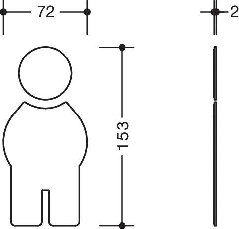 HEWI Symbol Mann Edelstahl, schliff, selbstklebend HEWI Symbol Mann Edelstahl, schliff, selbstklebend