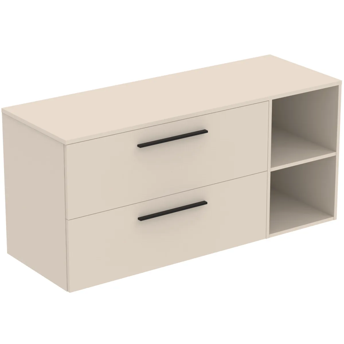Ideal Standard i.life B 140cm Möbel-Set 2 Auszüge 2 offene Fächer Schwarz Sandbeige matt Ideal Standard i.life B 140cm Möbel-Set 2 Auszüge 2 offene Fächer Schwarz Sandbeige matt