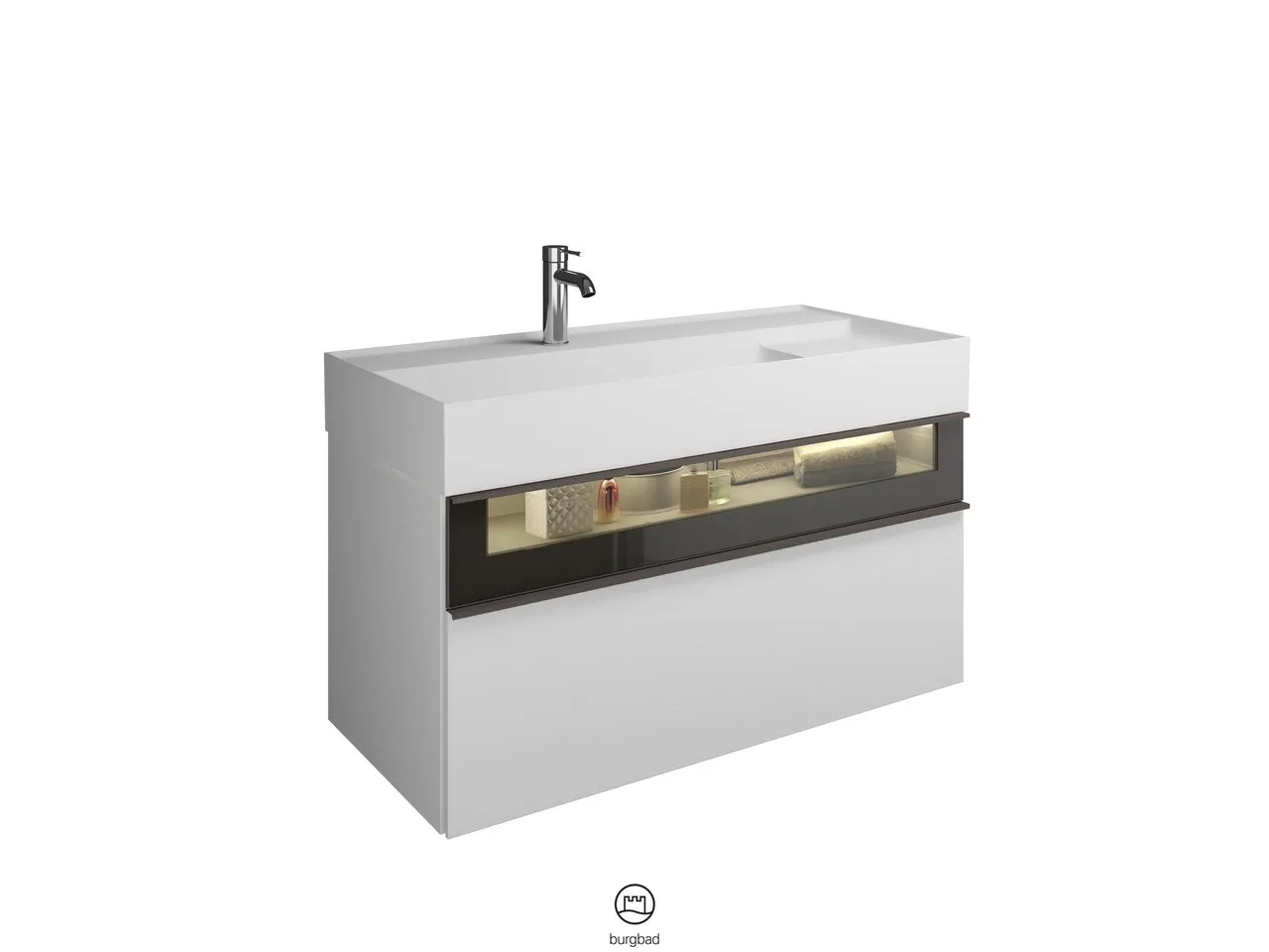 burgbad Yumo Mi-Waschtisch inkl. WTU SFMX102, Mineralguss, 470x1015x610mm, PG1 burgbad Yumo Mi-Waschtisch inkl. WTU SFMX102, Mineralguss, 470x1015x610mm, PG1