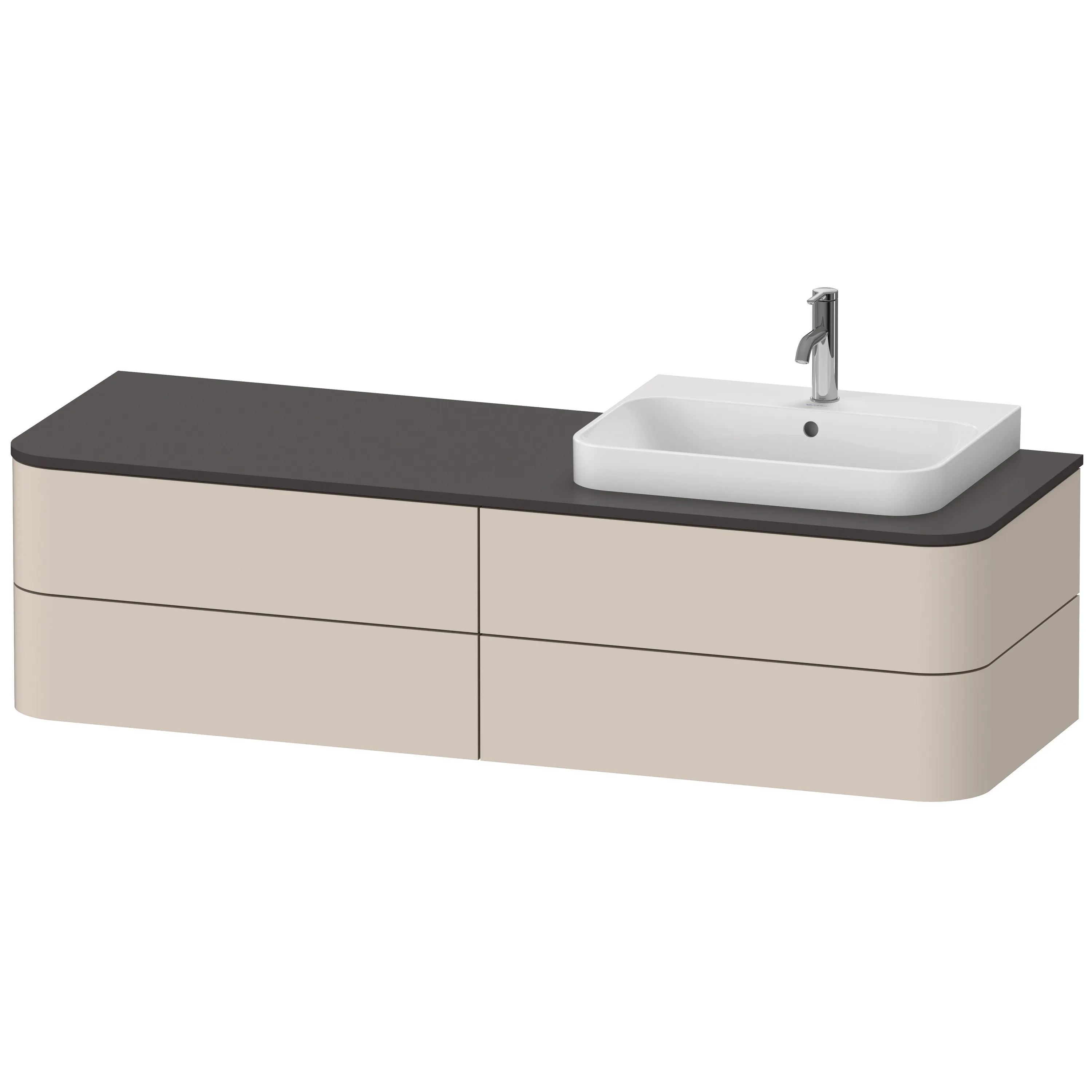 Duravit Waschtischunterschrank wandhängend „Happy D.2 Plus“ Taupe Supermatt