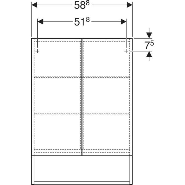 Renova Plan Spiegelschrank mit zwei Türen: 58.8x85x17.5cm, weiß / lackiert hochglänzend