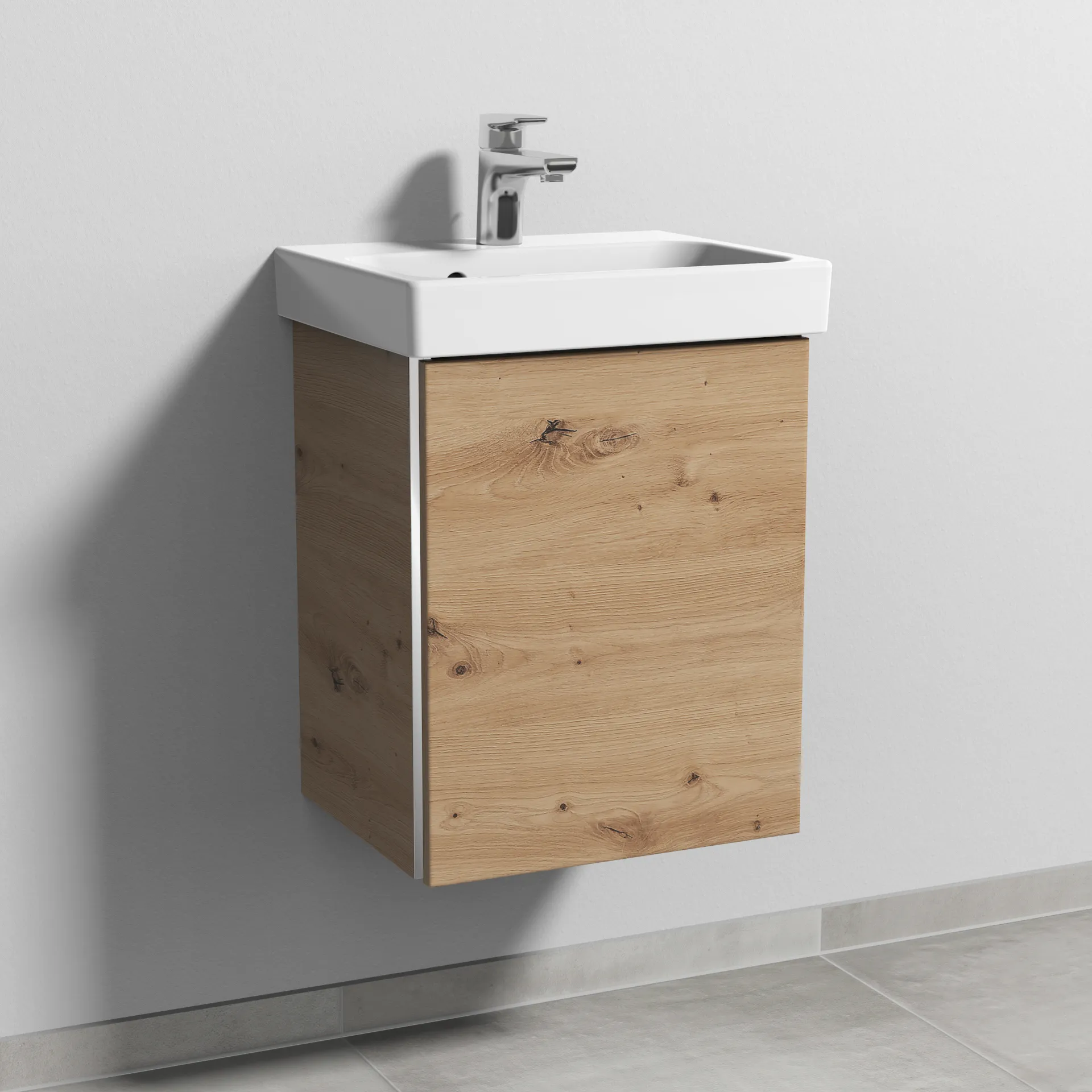 Sanipa Waschtischunterschrank „3way“ 410 × 517 × 353 mm in Eiche Natural-Touch, Anschlag rechts