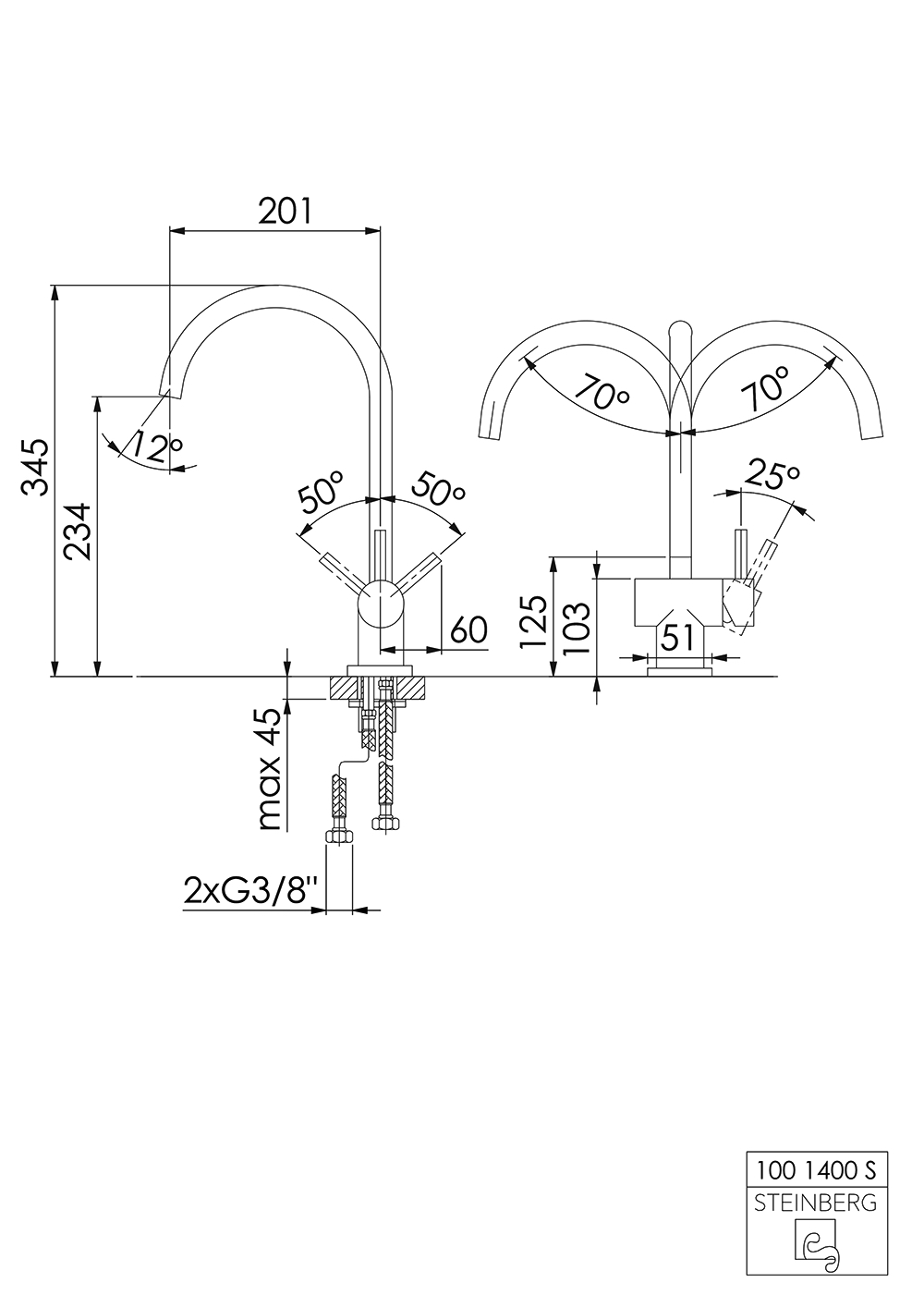 Serie 100 Spültisch-Einhebelmischbatterie mit schwenkbarem Auslauf Ausladung: 20,1 cm Serie 100 Spültisch-Einhebelmischbatterie mit schwenkbarem Auslauf Ausladung: 20,1 cm