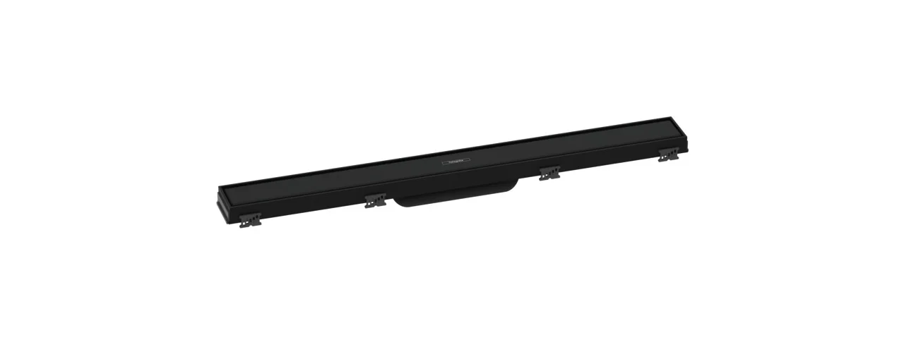 Hansgrohe RainDrain Match Duschrinne 700 mm, Mattschwarz, höhenverstellbarer Rahmen, Edelstahl V2A, bis 18 mm Fliesenstärke