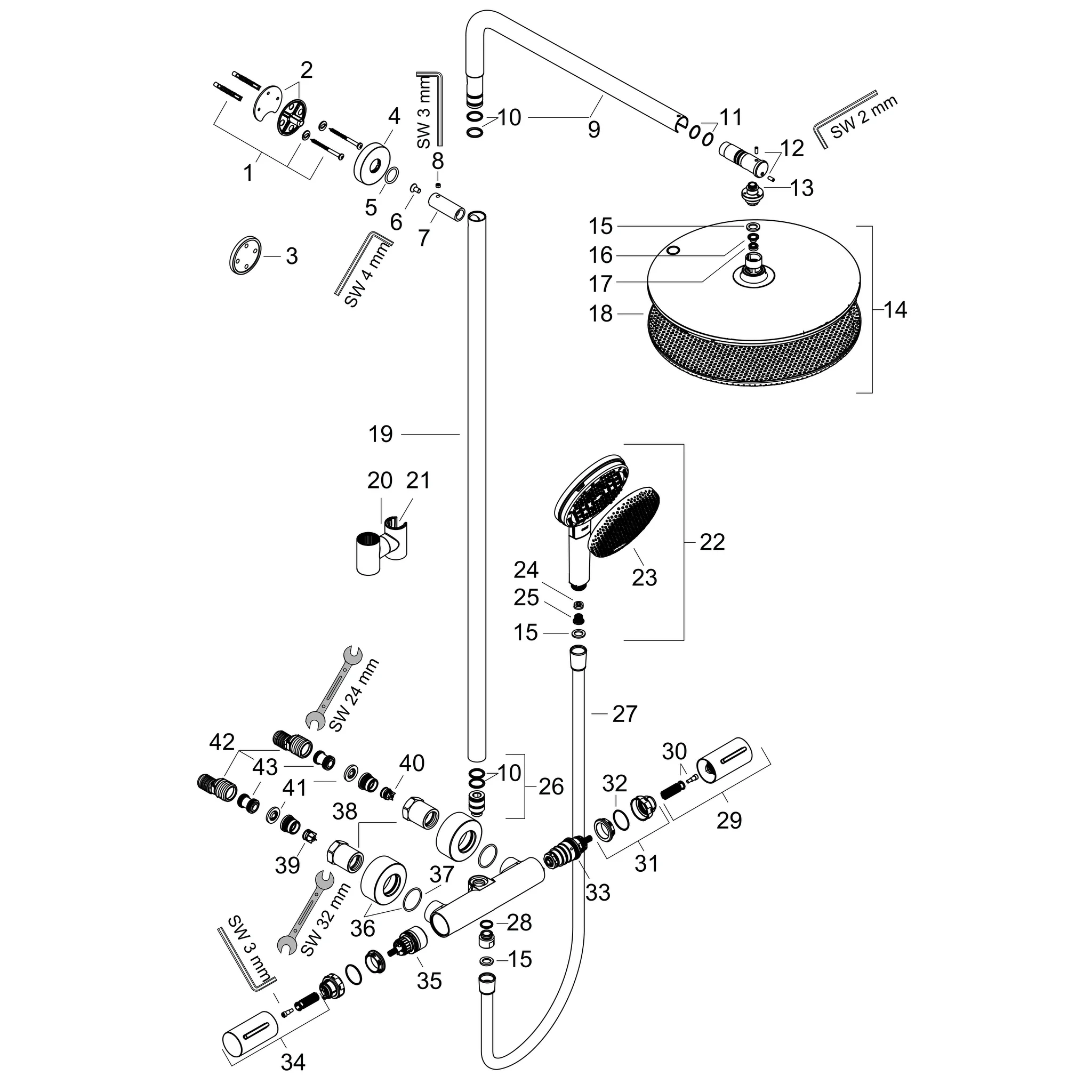 Hansgrohe Raindance Alive S Puro Showerpipe 300 1jet mit Ecostat Element BBR, Brushed Bronze, 300 mm Brausekopfgröße, Aufputzinstallation, DN15 Anschluss Hansgrohe Raindance Alive S Puro Showerpipe 300 1jet mit Ecostat Element BBR, Brushed Bronze, 300 mm Brausekopfgröße, Aufputzinstallation, DN15 Anschluss
