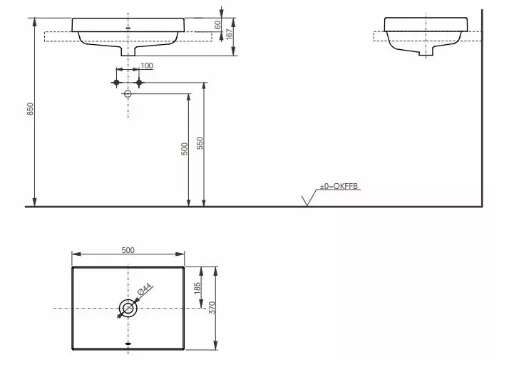 Toto Aufsatzwaschtisch „CS“ 500 × 370 × 167 mm in weiß Toto Aufsatzwaschtisch „CS“ 500 × 370 × 167 mm in weiß