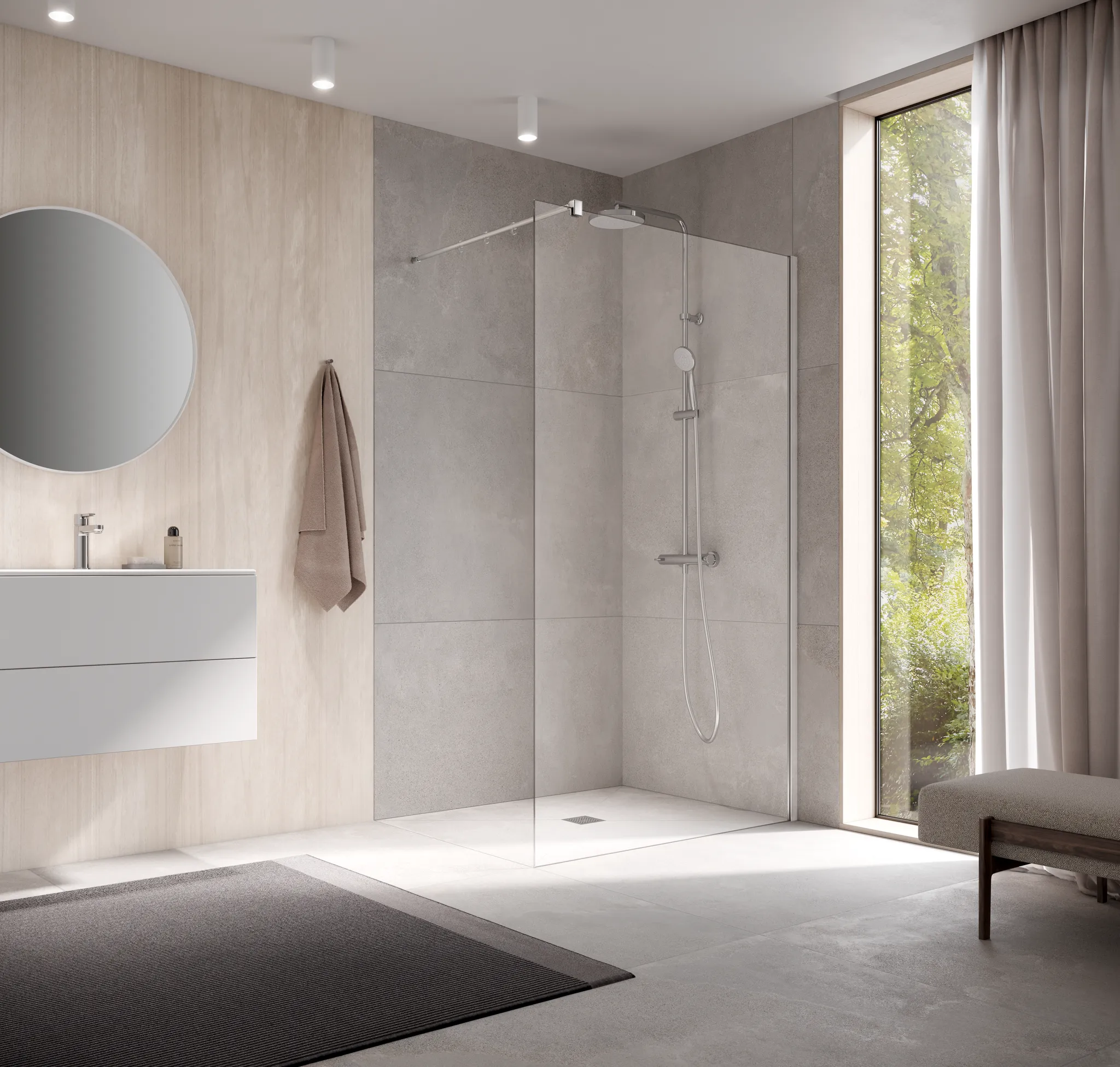 Kermi Duschdesign Walk-In-Duschkabine „WALK-IN XB“ Glas Klar, Profile Silber Mattglanz, BV: 780 - 800 mm WE: 785 - 805 mm H: 2000 mm