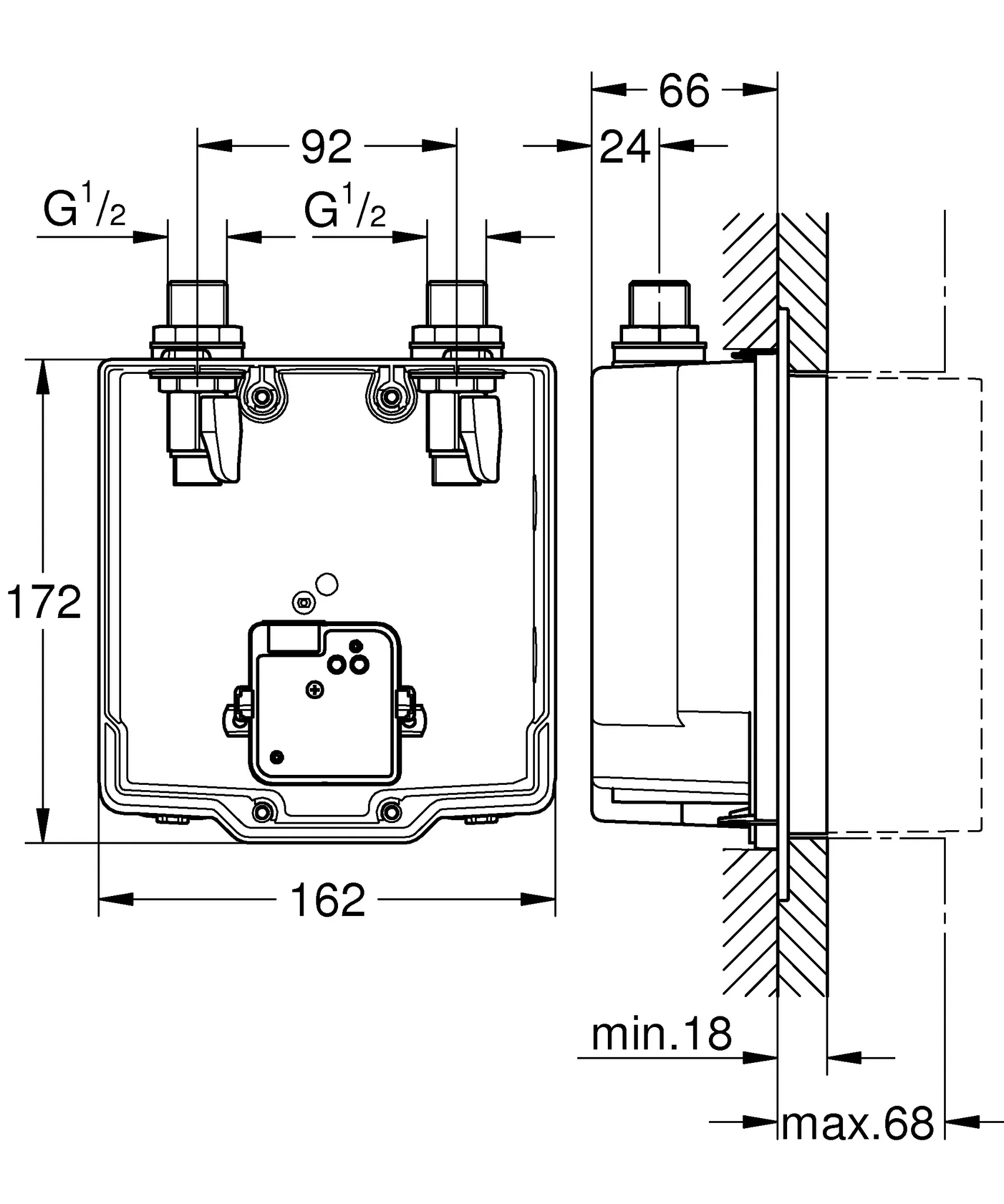 Unterputz-Einbaukasten Eurosmart CE 36339_1, mit Mischung, passend zu IR-Fertigmontagesets, mit Dichtmanschette, für normgerechte Wanddurchführung bei Wassereinwirkung nach DIN 18534:2017 Unterputz-Einbaukasten Eurosmart CE 36339_1, mit Mischung, passend zu IR-Fertigmontagesets, mit Dichtmanschette, für normgerechte Wanddurchführung bei Wassereinwirkung nach DIN 18534:2017