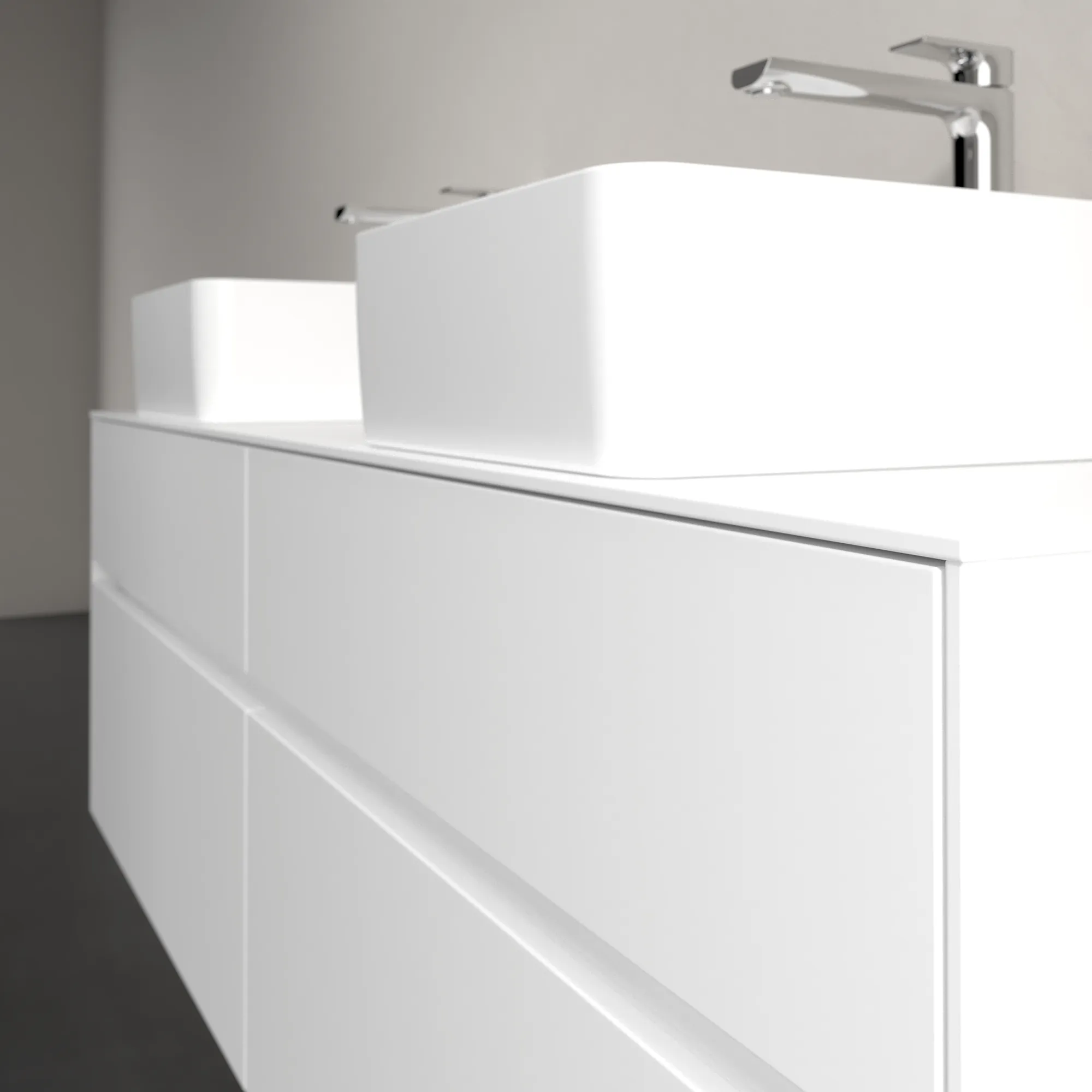 Villeroy & Boch Waschtischunterschrank „Collaro“ 1600 × 548 × 500 mm Weiß Matt, ohne Beleuchtung, für links und rechts