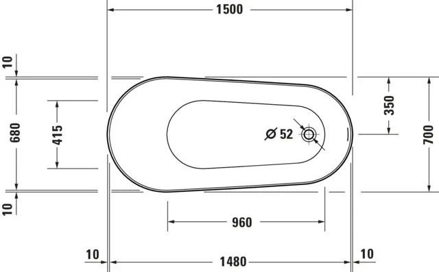 Duravit Badewanne „DuraFaro“ freistehend oval 150 × 70 cm