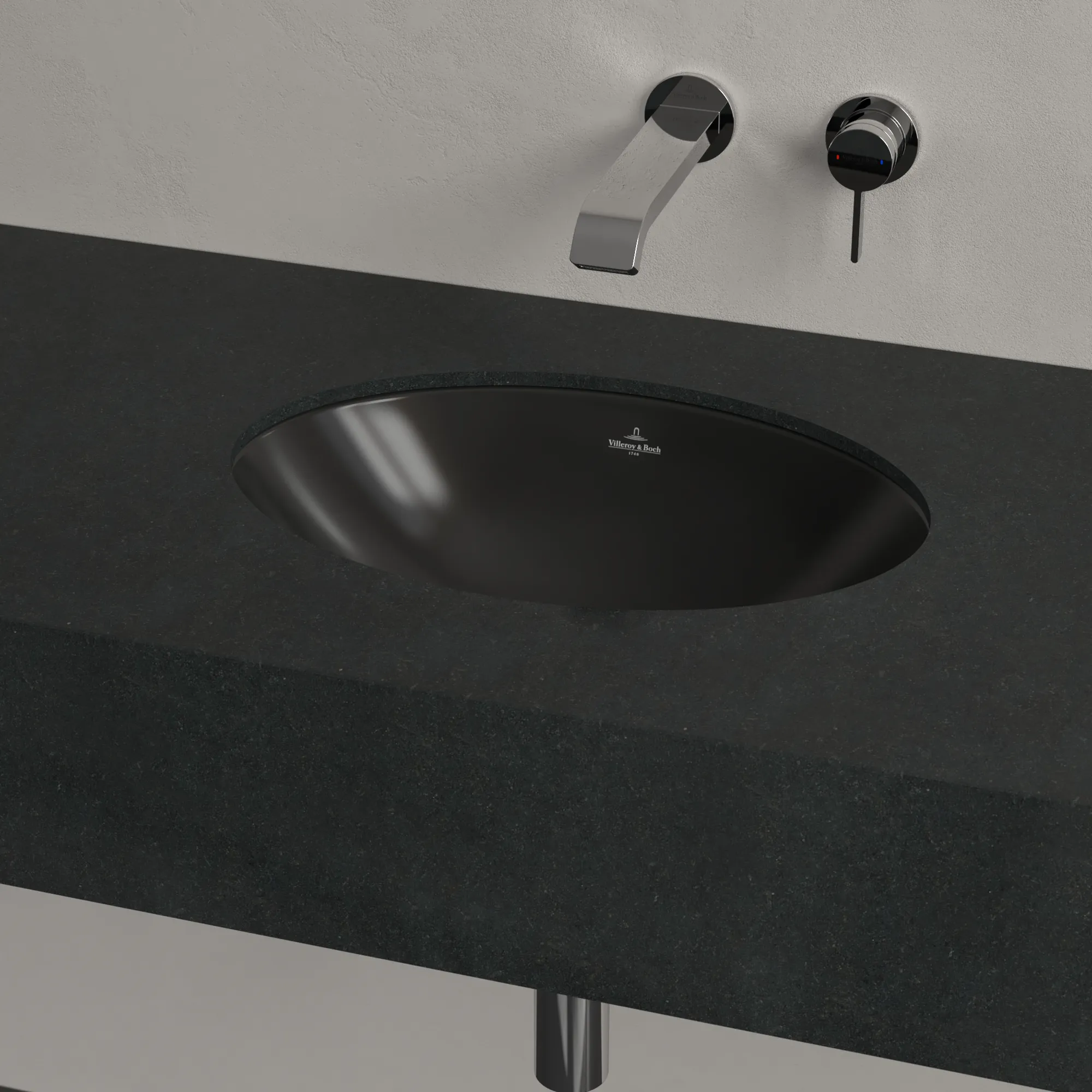 Villeroy & Boch Unterbauwaschbecken Loop & Friends, oval, Pure Black CeramicPlus, 430 x 290 mm, Höhe 185 mm