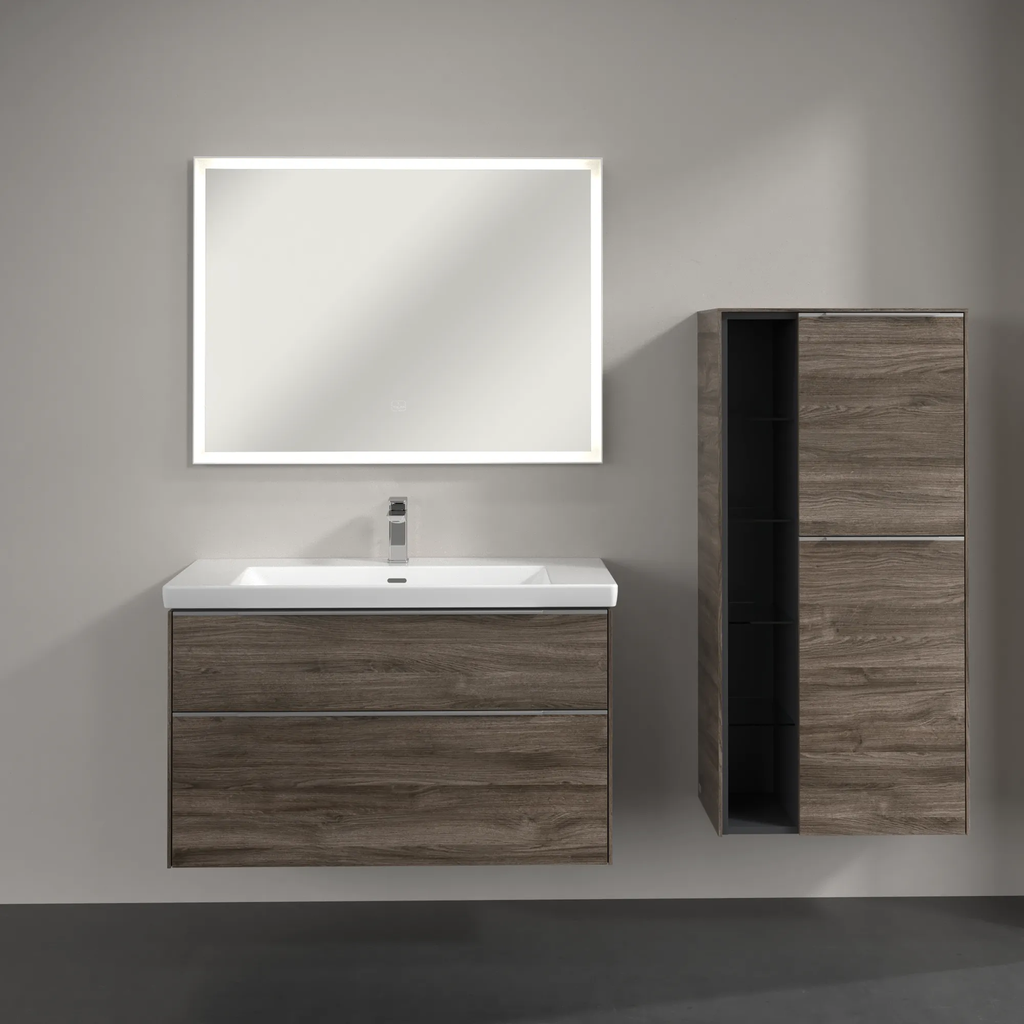 Villeroy & Boch Subway 3.0 Mittelschrank, eckig, Stone Oak, 1200x574x346 mm, 2 Türen, SoftClosing