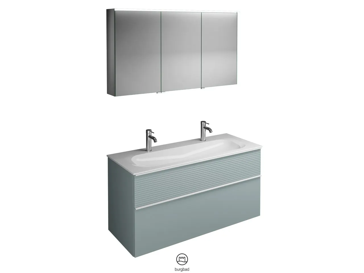 burgbad Badmöbelset „Fiumo“ Griff, Weiß Matt (230 mm), in Veloursgrau Softmatt burgbad Badmöbelset „Fiumo“ Griff, Weiß Matt (230 mm), in Veloursgrau Softmatt