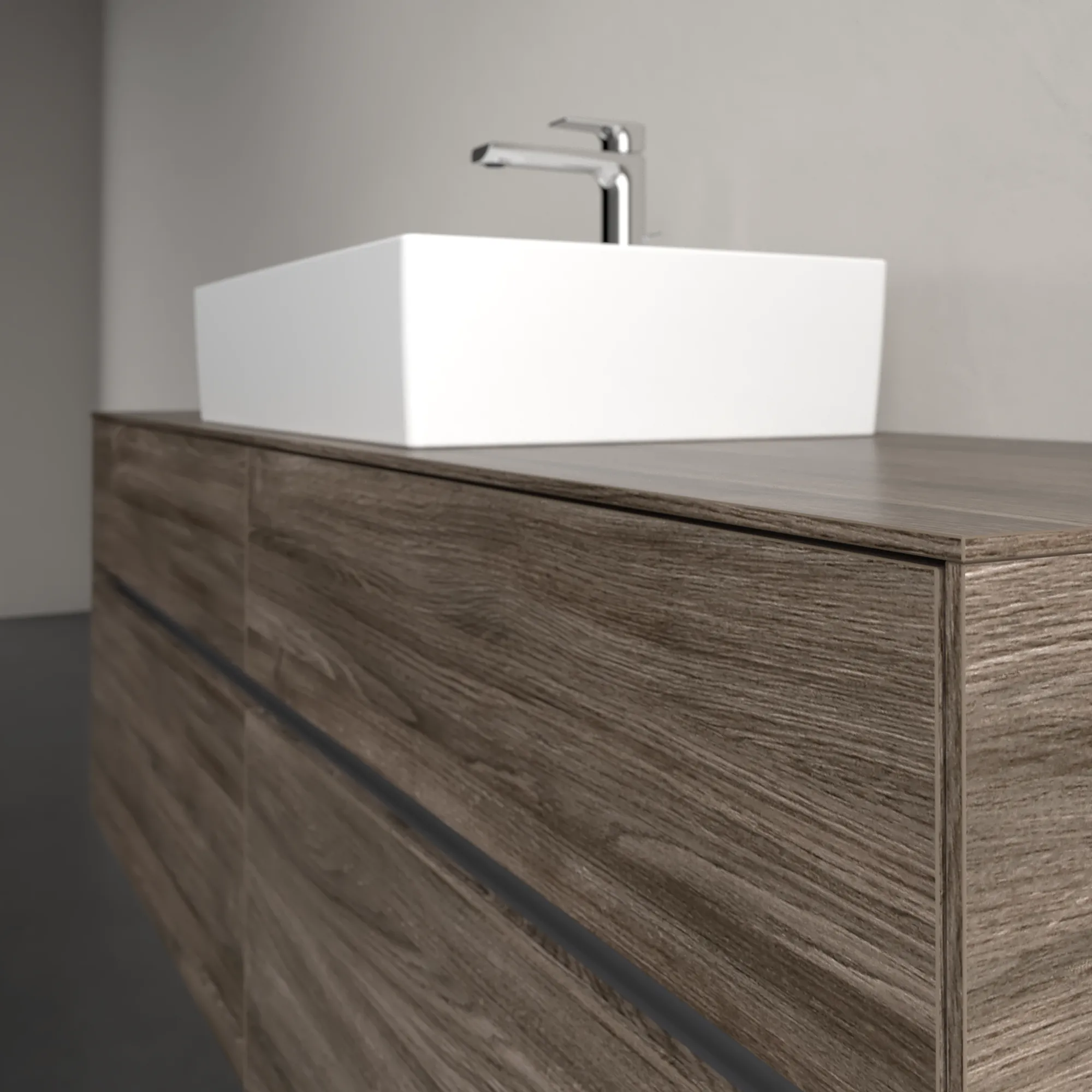 Villeroy & Boch Waschtischunterschrank „Collaro“ 1600 × 548 × 500 mm Stone Oak, ohne Beleuchtung, für Becken mittig Villeroy & Boch Waschtischunterschrank „Collaro“ 1600 × 548 × 500 mm Stone Oak, ohne Beleuchtung, für Becken mittig