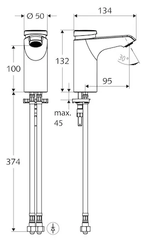 Waschtisch-Armatur XERIS SC, HD-M small - Hochdruck Mischwasser, Selbstschluss, 2x G 3/8 IG, chrom