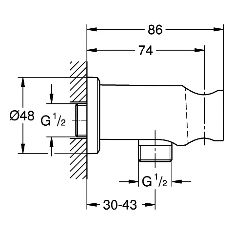 Wandabgangsbogen Rainshower 26658, mit Halter, runde Rosette, Außengewinde 1/2'', Ganzmetallgehäuse, Eigensicher gegen Rückfließen Wandabgangsbogen Rainshower 26658, mit Halter, runde Rosette, Außengewinde 1/2'', Ganzmetallgehäuse, Eigensicher gegen Rückfließen