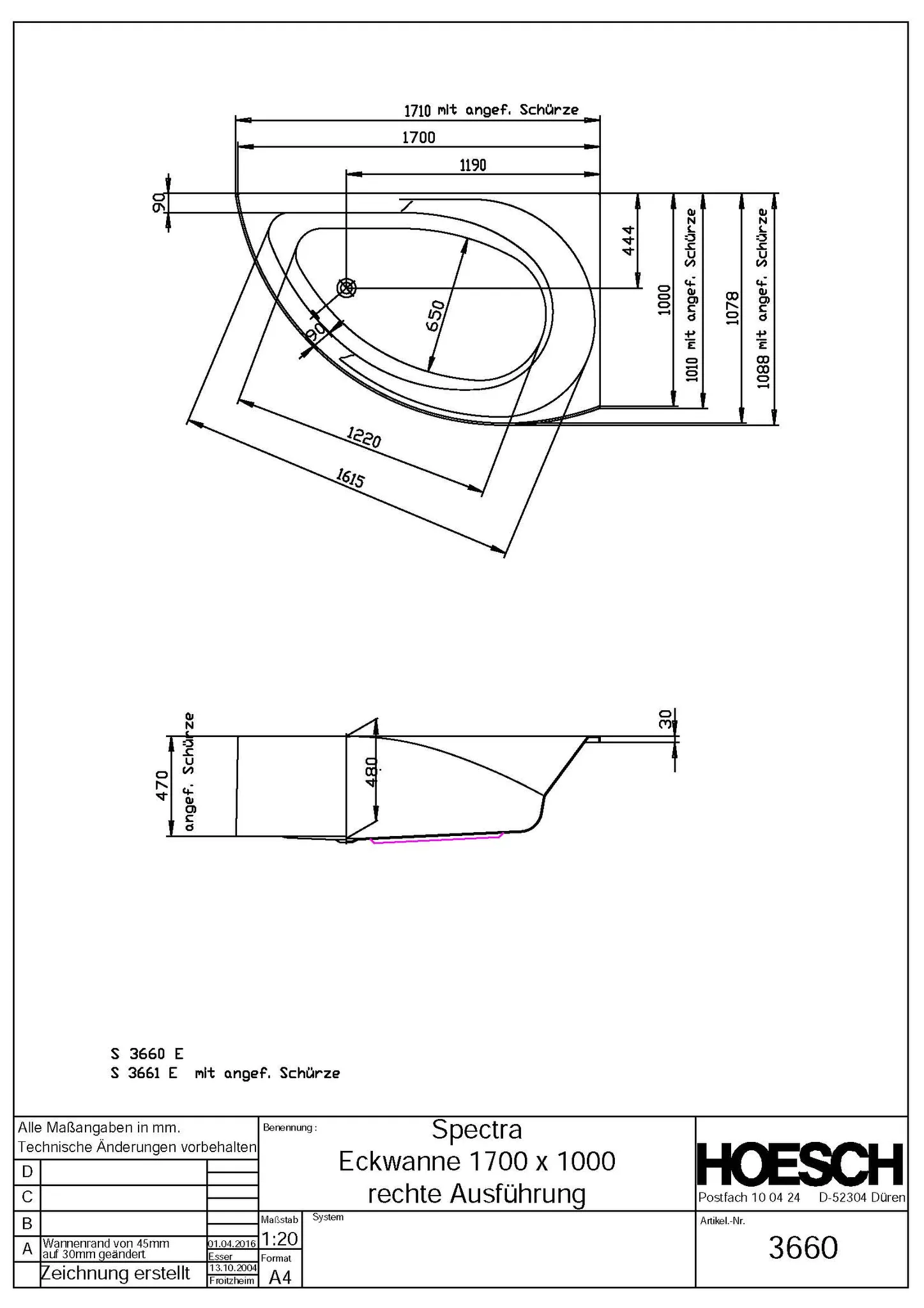 Hoesch Spectra Badewanne Eck 1700x1000 rechts, Weiß Hoesch Spectra Badewanne Eck 1700x1000 rechts, Weiß