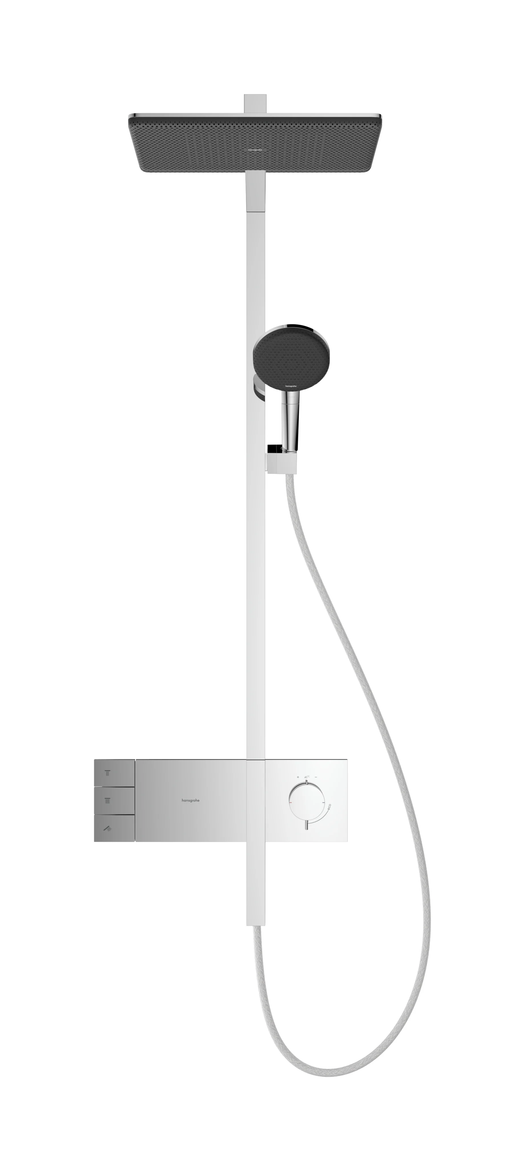 Hansgrohe Showerpipe Raindance Alive Q, Chrom, 214 x 343 mm, 2 Verbraucher, Aufputzinstallation