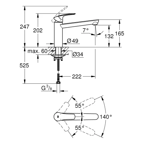 Einhand-Spültischbatterie Eurosmart 30463, mittelhoher Auslauf, Einlochmontage, schwenkbarer Gussauslauf, Schwenkbereich 140°, chrom Einhand-Spültischbatterie Eurosmart 30463, mittelhoher Auslauf, Einlochmontage, schwenkbarer Gussauslauf, Schwenkbereich 140°, chrom