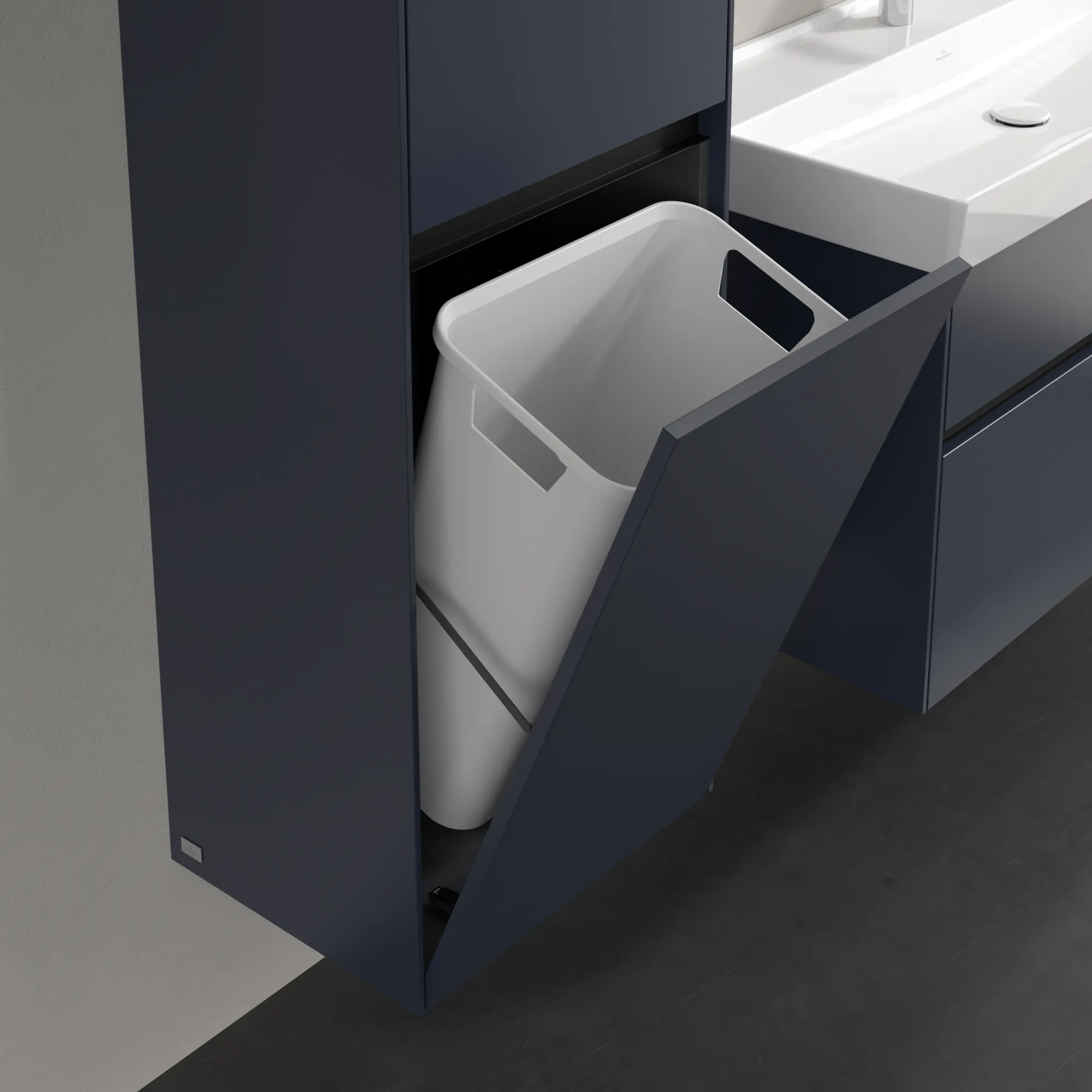 Villeroy & Boch Hochschrank mit Wäschekorb „Collaro“ 45,4 × 153,8 × 34,9 cm ohne Beleuchtung, Anschlag links, 1 Tür