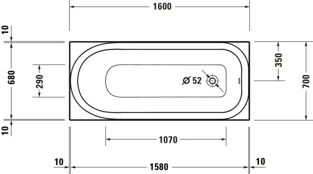 Duravit Badewanne „Soleil by Starck“ rechteck 160 × 70 cm, Fußablauf