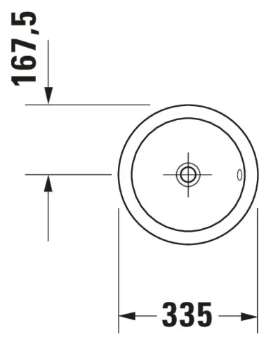 Einbauwaschtisch Architec Bali 335 mm EB v.ob.,m.ÜL,o.HLB,u.glasiert,weiß