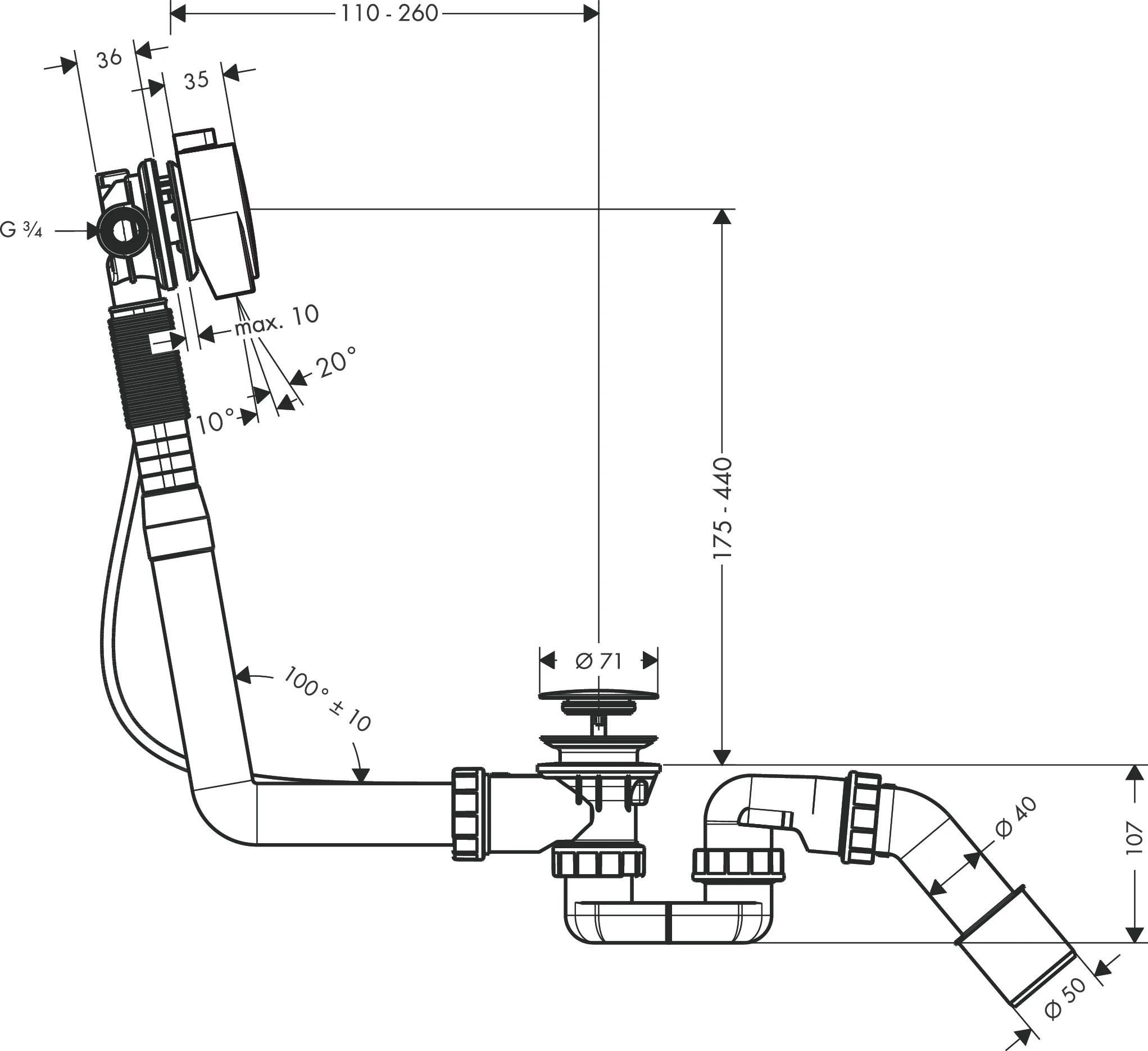 Ein-, Ab- und Überlaufgarnitur Exafill S Komplettset f.Normalwa.chrom Ein-, Ab- und Überlaufgarnitur Exafill S Komplettset f.Normalwa.chrom