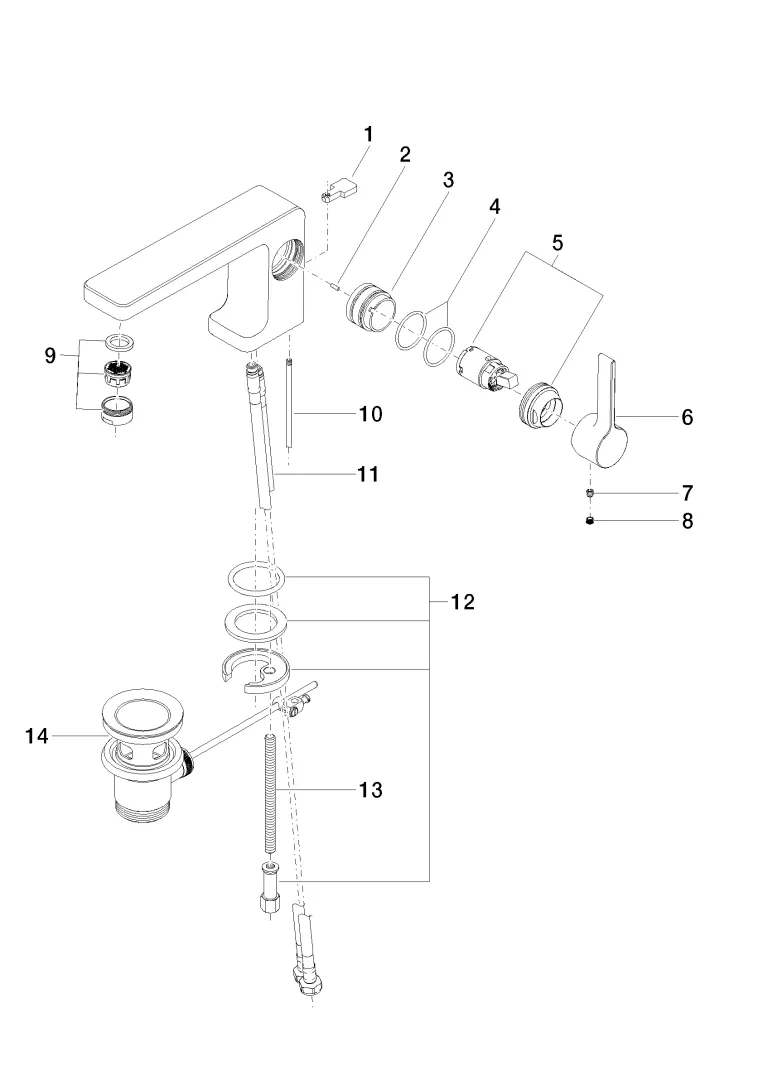 Waschtisch-Einhandbatterie mit Ablaufgarnitur LULU Chrom 33500710 Waschtisch-Einhandbatterie mit Ablaufgarnitur LULU Chrom 33500710