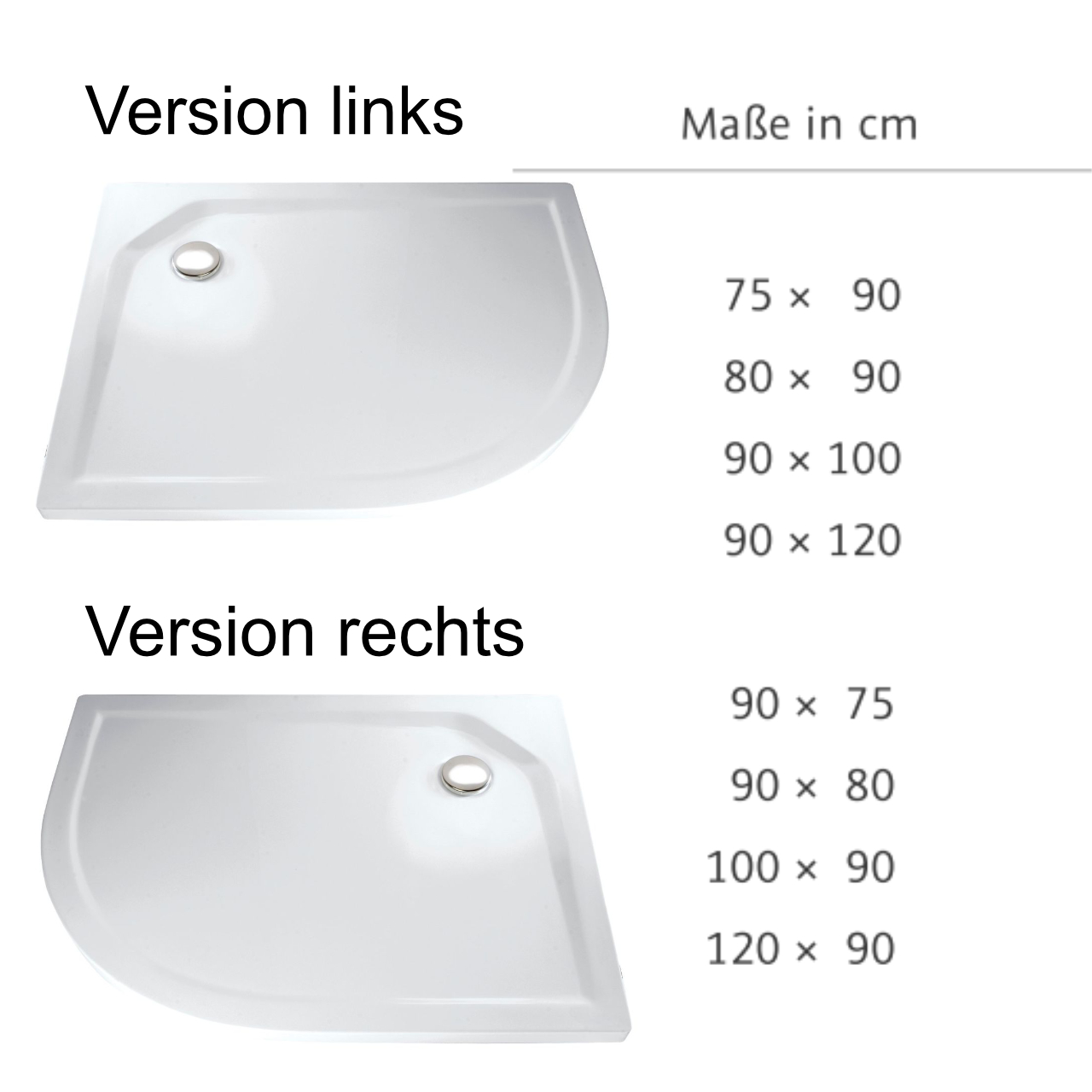 HSK viertelkreis Acryl-Duschwanne „superflach“ 75 × 90 cm in Weiß HSK viertelkreis Acryl-Duschwanne „superflach“ 75 × 90 cm in Weiß