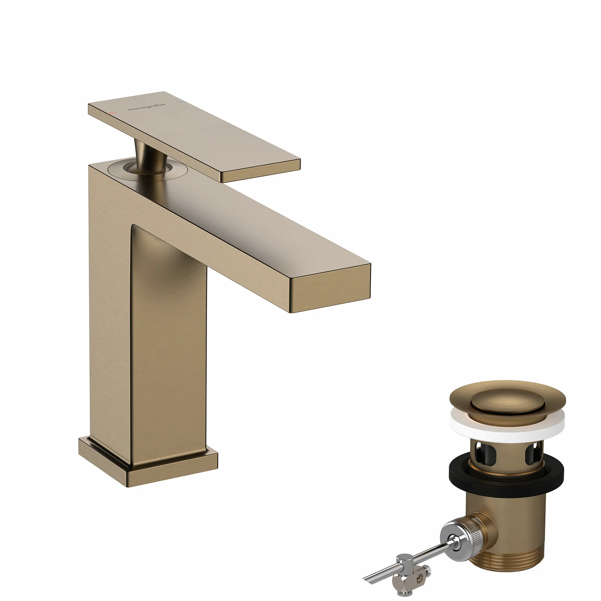 Hansgrohe Tecturis E Einhebel-Waschtischmischer 110 EcoSmart+ mit Zugstangen-Ablaufgarnitur, Brushed Bronze, Ausladung 144 mm, Auslaufhöhe 117 mm